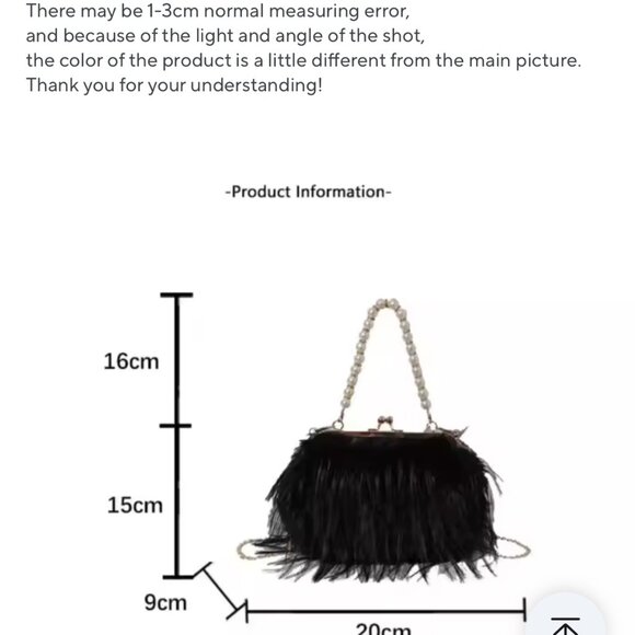 Green Faux Fur Handbag with Pearl Strap - Picture 7 of 8